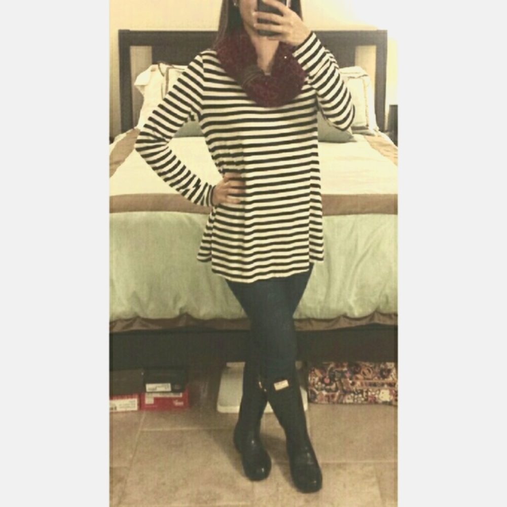 NWT Gap black ivory striped swing tunic shirt size XS extra small